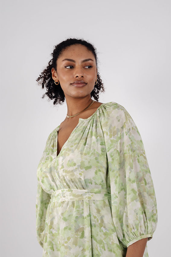 Athena Dress Green AOP