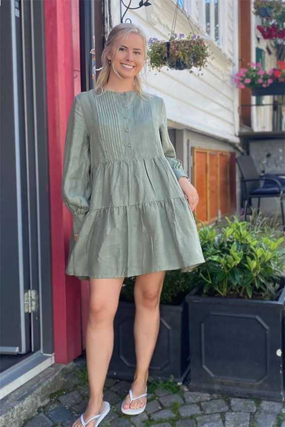 Aria linen dress Green