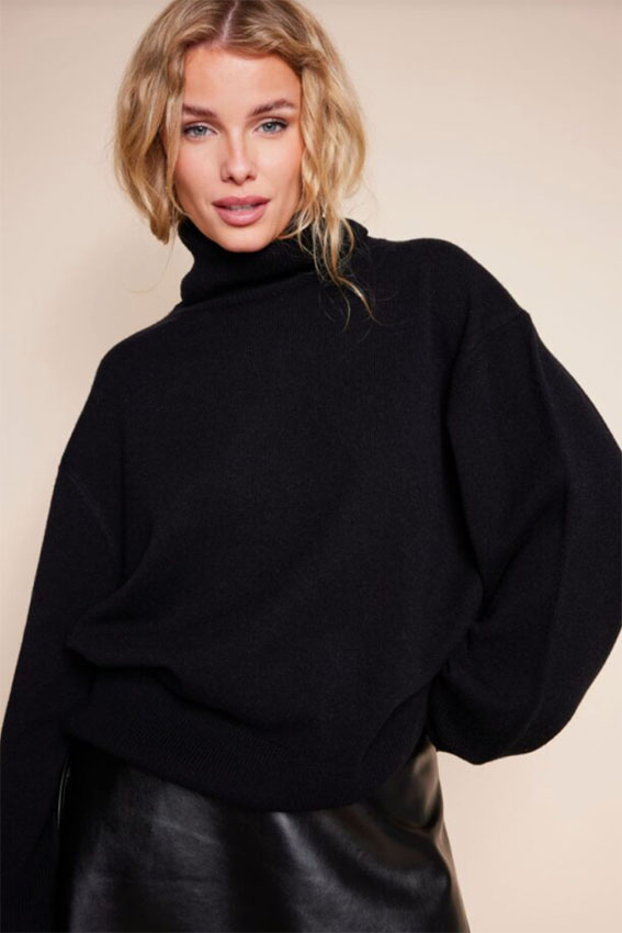Katy solid sweater Black
