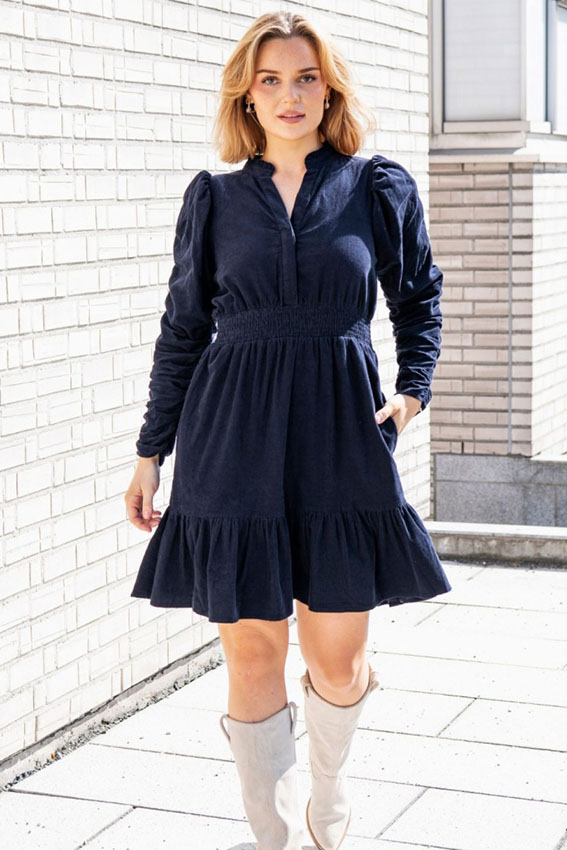 Billie Cord Dress Midnight Blue