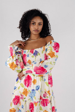 Lola Dress Watercolour blossom
